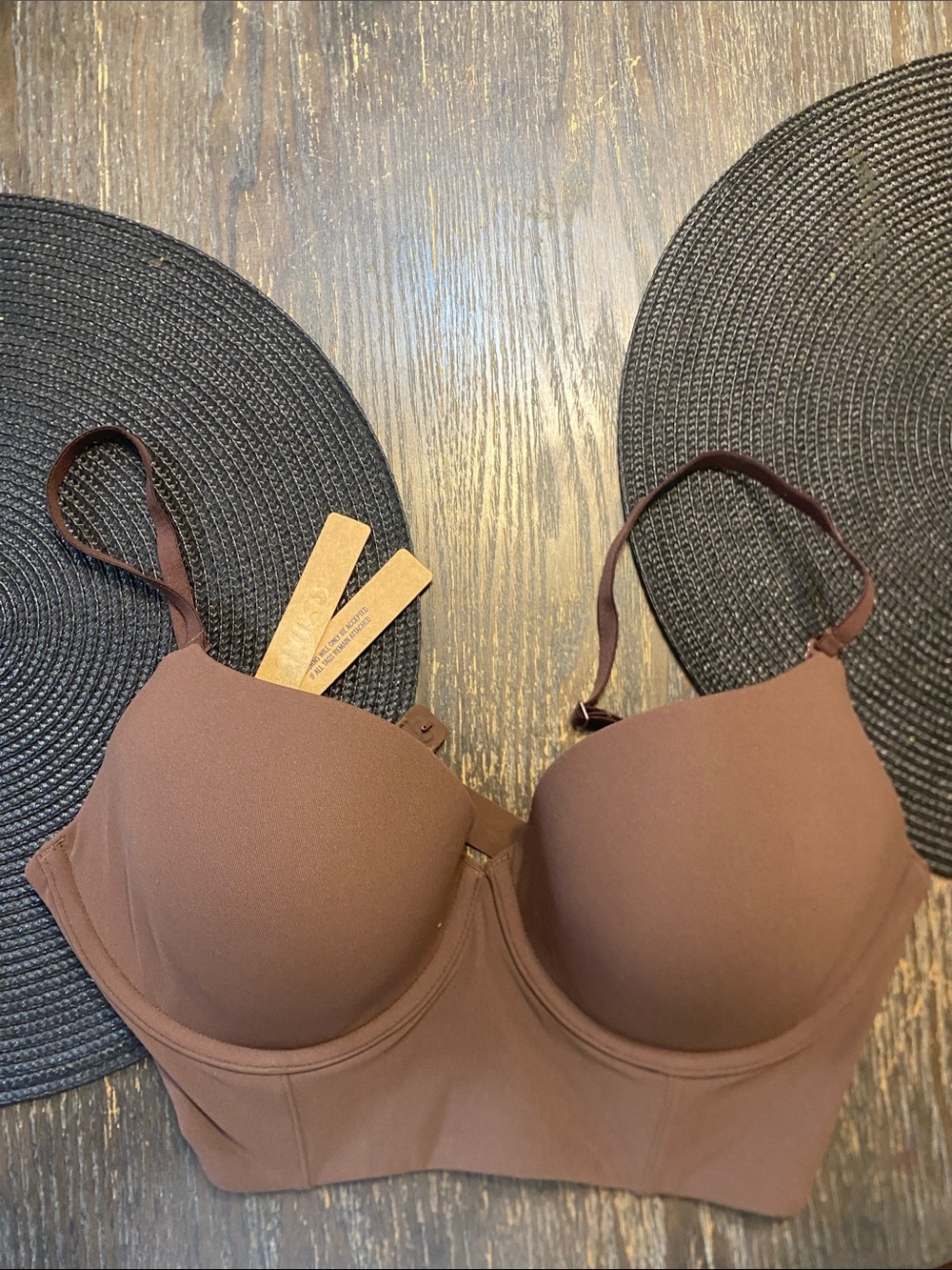skims fits everybody low back longline bra size 34D cocoa brown